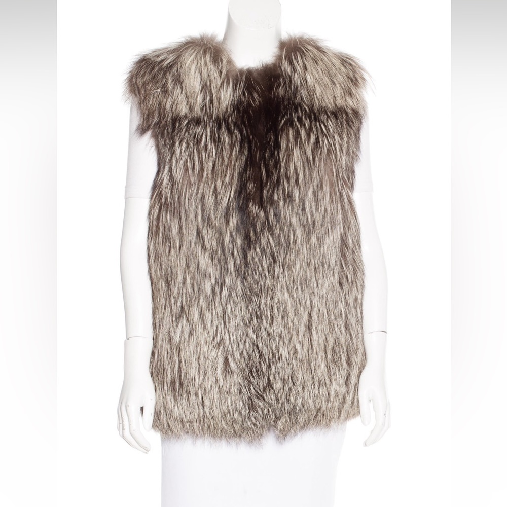 Grey Fox Fur Vest Size M